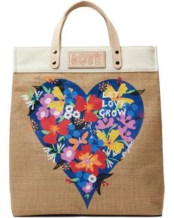 Brighton Handbags Let Love Grow Burlap Tote Bag